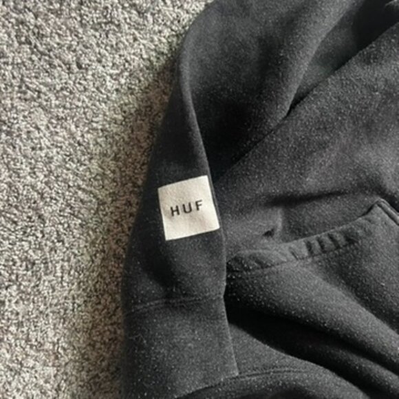 HUF x Thrasher Collab Hoodie Skate Vintage Small Gray Worldwide Streetwear Y2K - Picture 3 of 8